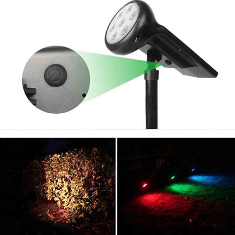 Outdoor 7 LED Solar light Spotlight Lawn Lamp LED solar lamp Solar Panel Power Adjustable Multiple light colors garden light (7)
