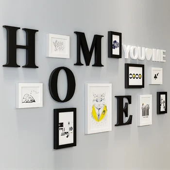 

9Pcs Picture Frames With Letters For Home Decor White & Black Kits Frames For Pictures Picture Frame quadros de parede para sala