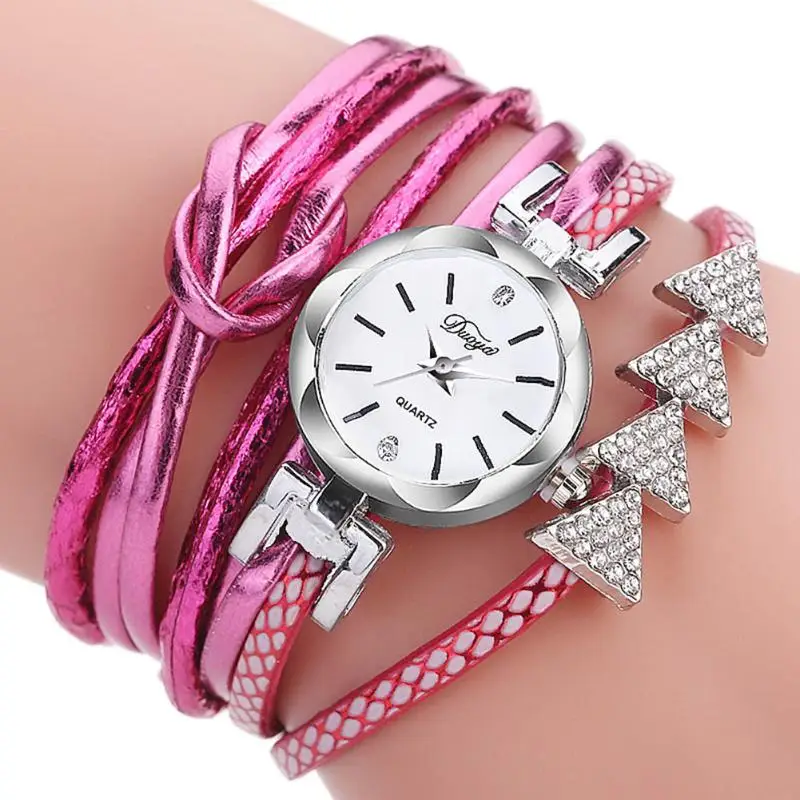 Модные повседневные женские часы PU Кожаный ремешок кварцевые часы-браслет ретро горный хрусталь женские часы Montre Femme