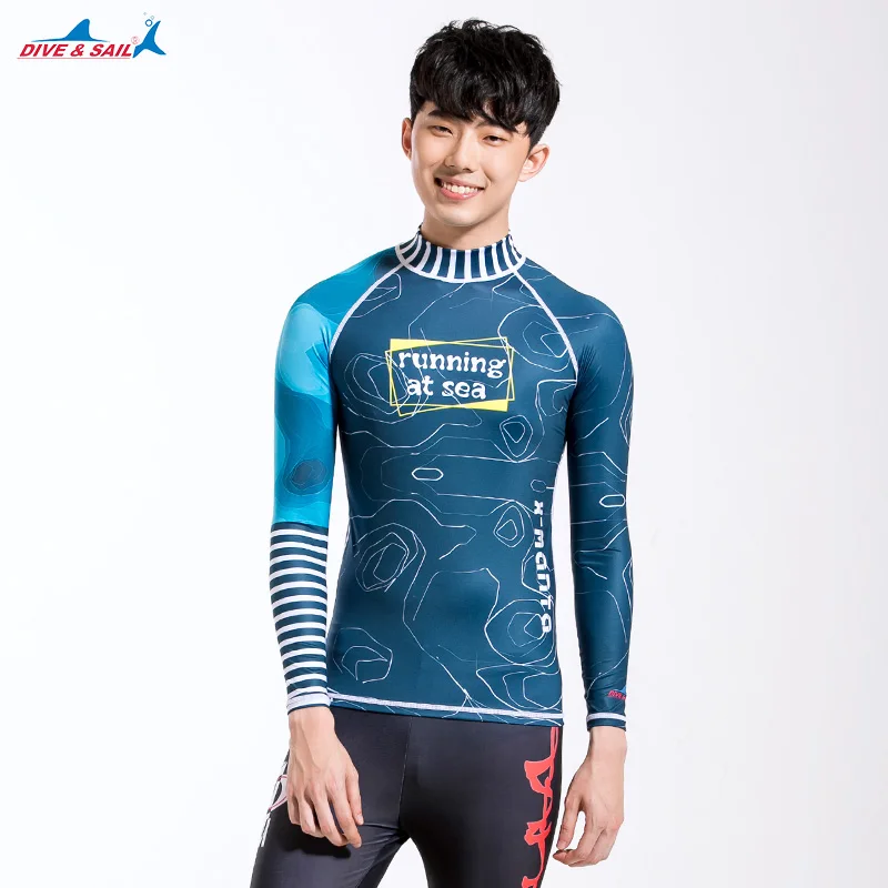 

Dive & Sail Rash Guard For Men Compression & Base Layer Shirt Long Sleeve Rashguard Quick-Dry UPF 50 Swim Tee
