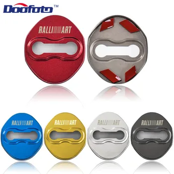

Doofoto Protection Door Lock Cover Sticker Car Styling Fit For Mitsubishi RalliArt Lancer 10 Auto Emblems Badge Accessories 4pcs