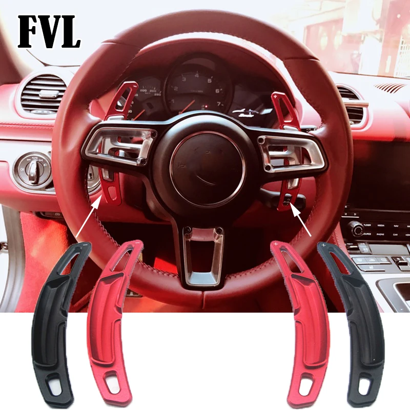 

FVL Aluminum Alloy Steering Wheel Shift Paddle Extension Shifters Replacement for Porsche 911 997 996 Panamera Cayenne GTS 2009+