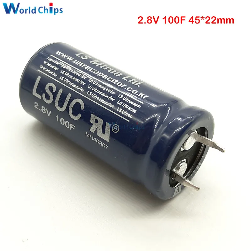 

Super Farad Capacitor 2.8V 100F 45*22mm Low ESR High Frequency 2.8V100F 45x22mm Ultracapacitor Automotive Module Power Supply