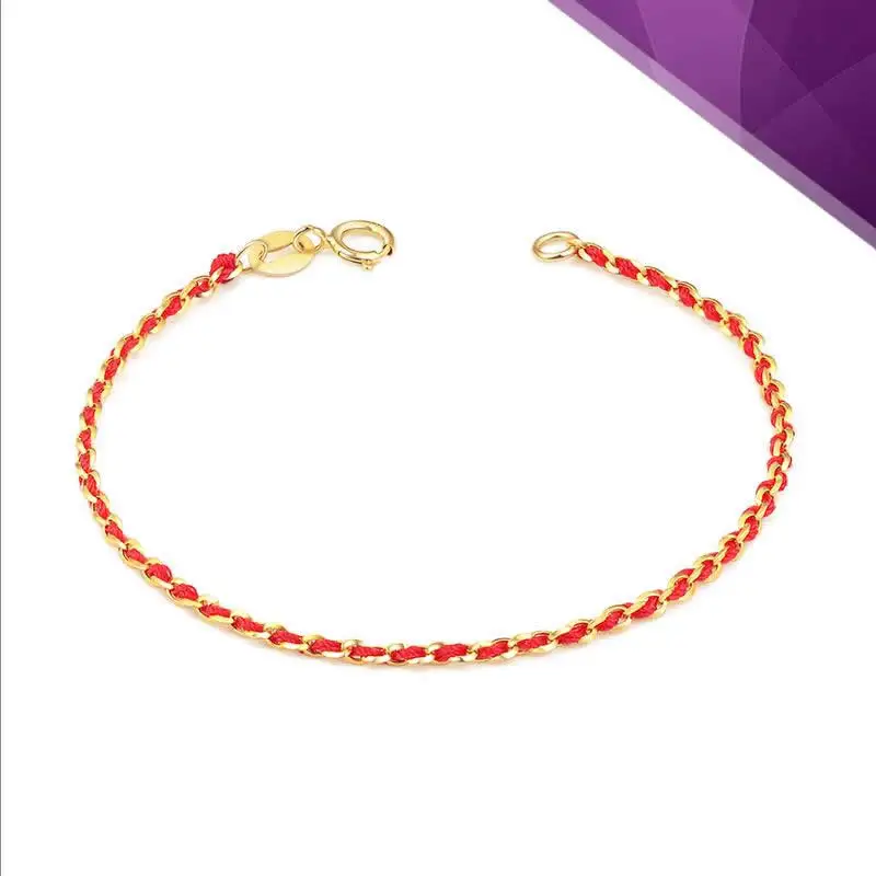 women pure gold red string knitted bracelet new arrival women gold braceletin Chain & Link