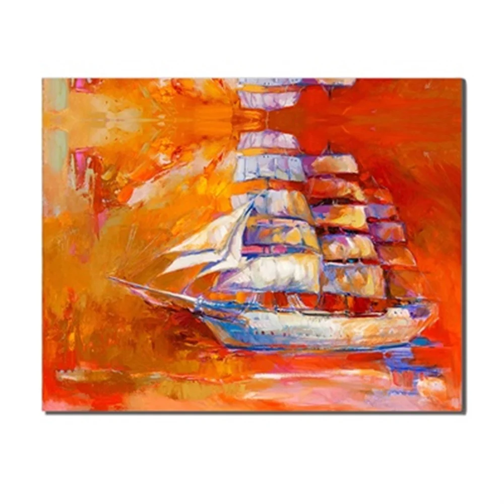 

Frameless Abstract Boats Sea Fashionable Scene Canvas Oil Painting Poster Wall Arts Printed For Living Room Kids Room Decoration