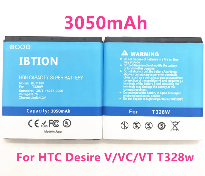 3050 мА/ч BL11100 BG58100 BG86100 Батарея для htc Desire V/ВК/VT T328w T328d T328t Sensation XE Z710E G14 G17 EVO 3D X515d X515m |