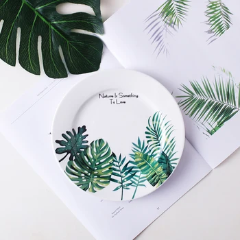 

Nordic Style Tropical Plant Monstera Ceriman Juul Pratos Rice Ceramic Snack Dinner Plates Butter Sauce Dish Tray Food Container
