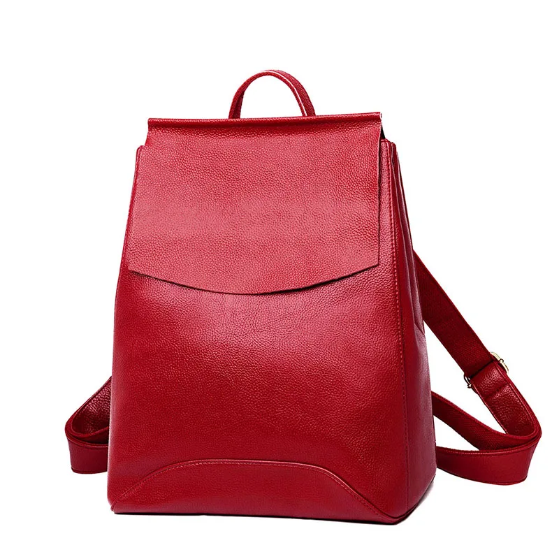 Классический Стильный женский рюкзак высокого качества, модные Молодежные рюкзаки из натуральной кожи для подростков, женская школьная сумка на плечо - Цвет: Wine red