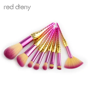 

Unique Conch shape 8pcs makeup brush rainbow Foundation Powder Eyeshadow face Mermaid professional make up brush kit tools