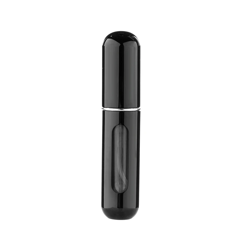 MUB- 5ml Refillable Mini Perfume Spray Bottle Aluminum Spray Atomizer Portable Travel Cosmetic Container Perfume Bottle - Color: black