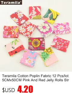 Teramila New Arrivals Colorful Design 7 PCS / Lot 9CMx50CM Sewing Material Cotton Jelly Rolls Strips Plain Fabric Patchwork