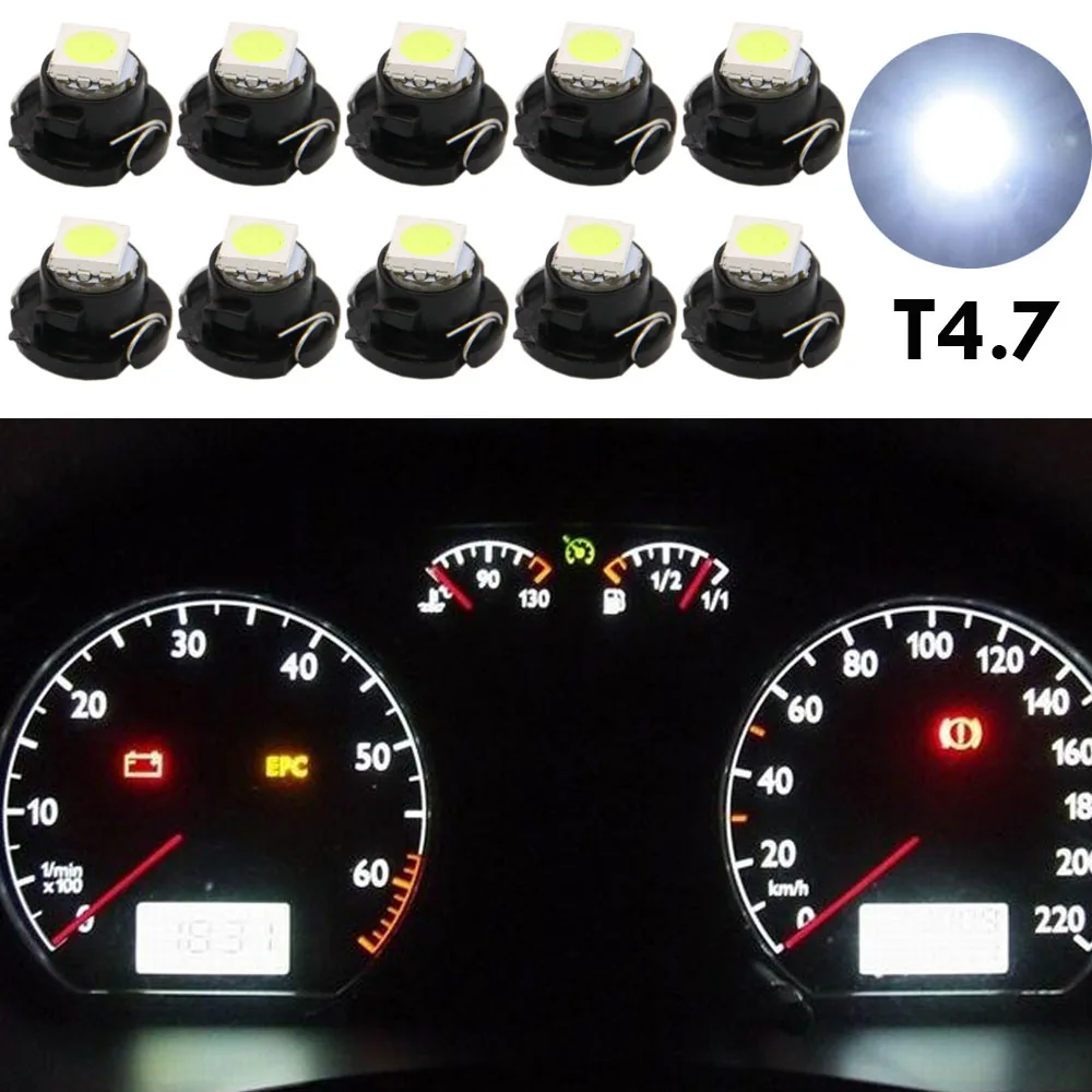 10x белая T4 T4.7 1SMD 5050 присветодиодный светодиодная лампа Нео клиновидная панель