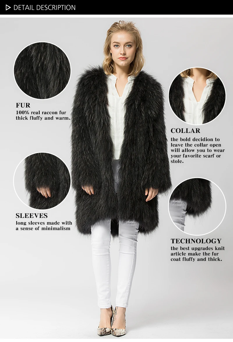 CR061 вязать трикотажные 100% натуральный мех енота куртка пальто российских женщин Зимние Теплые Натуральная пальто с мехом верхняя одежда 90