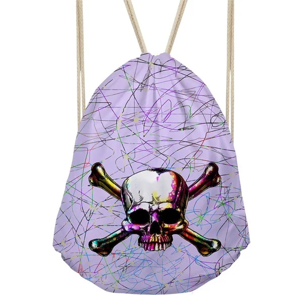 INSTANTARTS винтажные женские и мужские мешки с Кулиской 3D Красочные Череп Скелет головы печатных девочек рюкзаки дорожный несессер сумка для хранения - Цвет: CC3529Z3