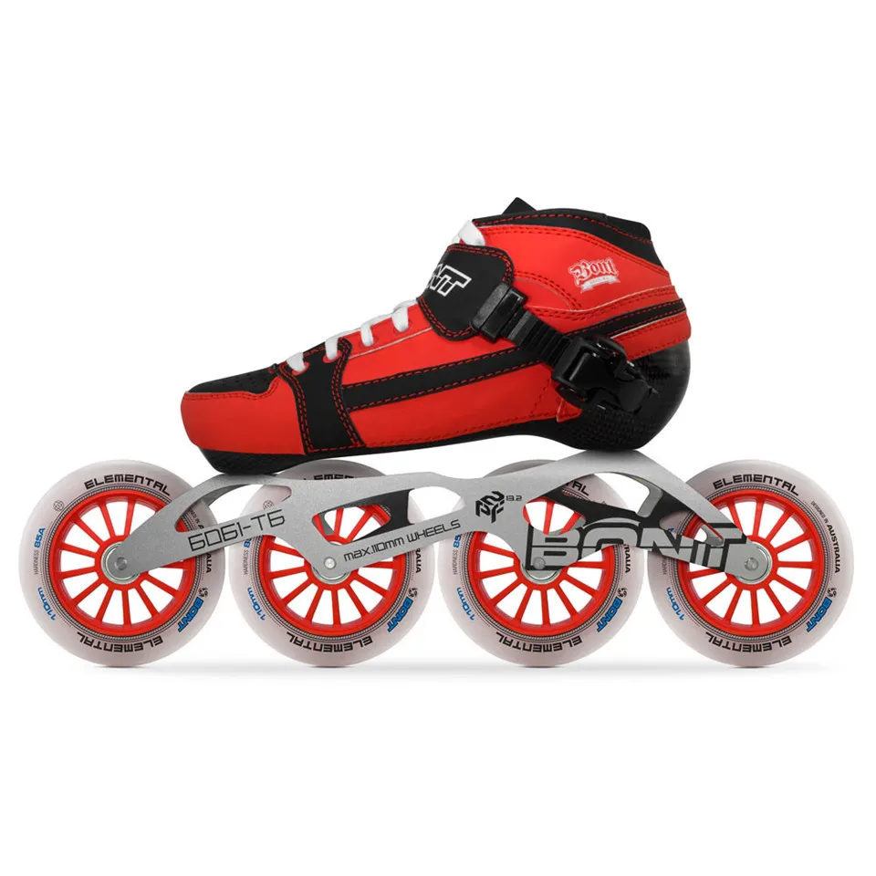 Оригинальные Bont преследование скоростные роликовые коньки Heatmoldable углеродного волокна загрузки 6061 рамки элементарной 4*90/100/110 мм колеса Patines