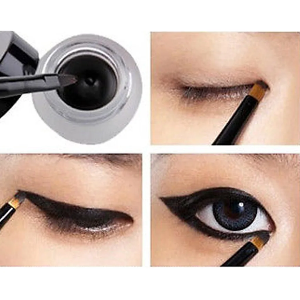 Макияж Водонепроницаемый долговечный карандаш для глаз Eye Liner ручка и щетки черный