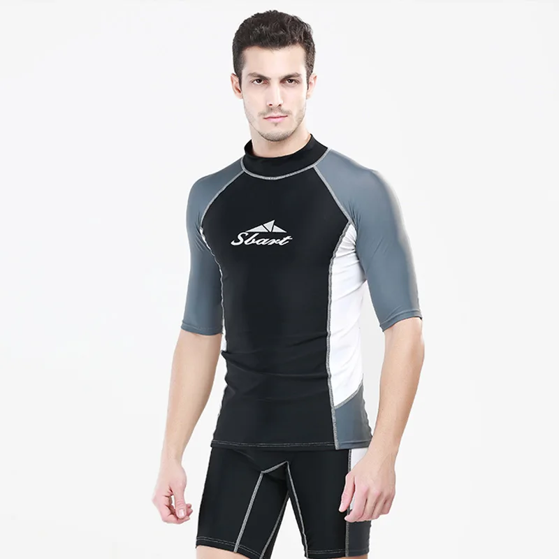SBART, длинный рукав, Рашгард для серфинга, для мужчин, лайкра, купальник, УФ-защита, для виндсерфинга, Рашгард, для плавания, сёрфинга, рубашка, купальники, топы J - Цвет: 712A Short shirt