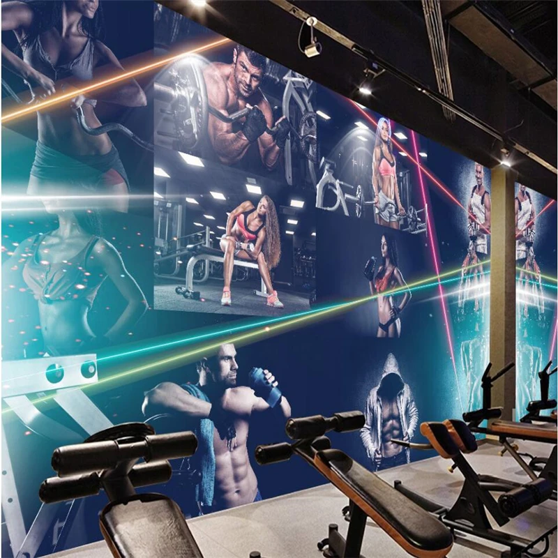 

beibehang Gym Bodybuilding Boxing handsome boy background wall photo wall custom large mural green wallpaper papel de parede