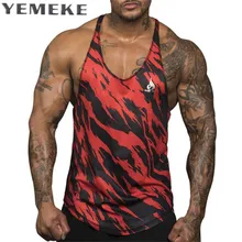 Yemeke Quick Dry летние Майки Камуфляж Танк футболка Бодибилдинг оборудовать Для мужчин t Фитнес Для мужчин размер M, l, XL, XXL