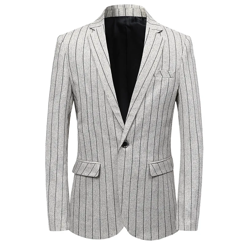 Роскошные белые полосы печати Блейзер Masculino Slim Fit для мужчин мужской Блейзер плюс размеры 5xl высокое качество Chaqueta Hombre