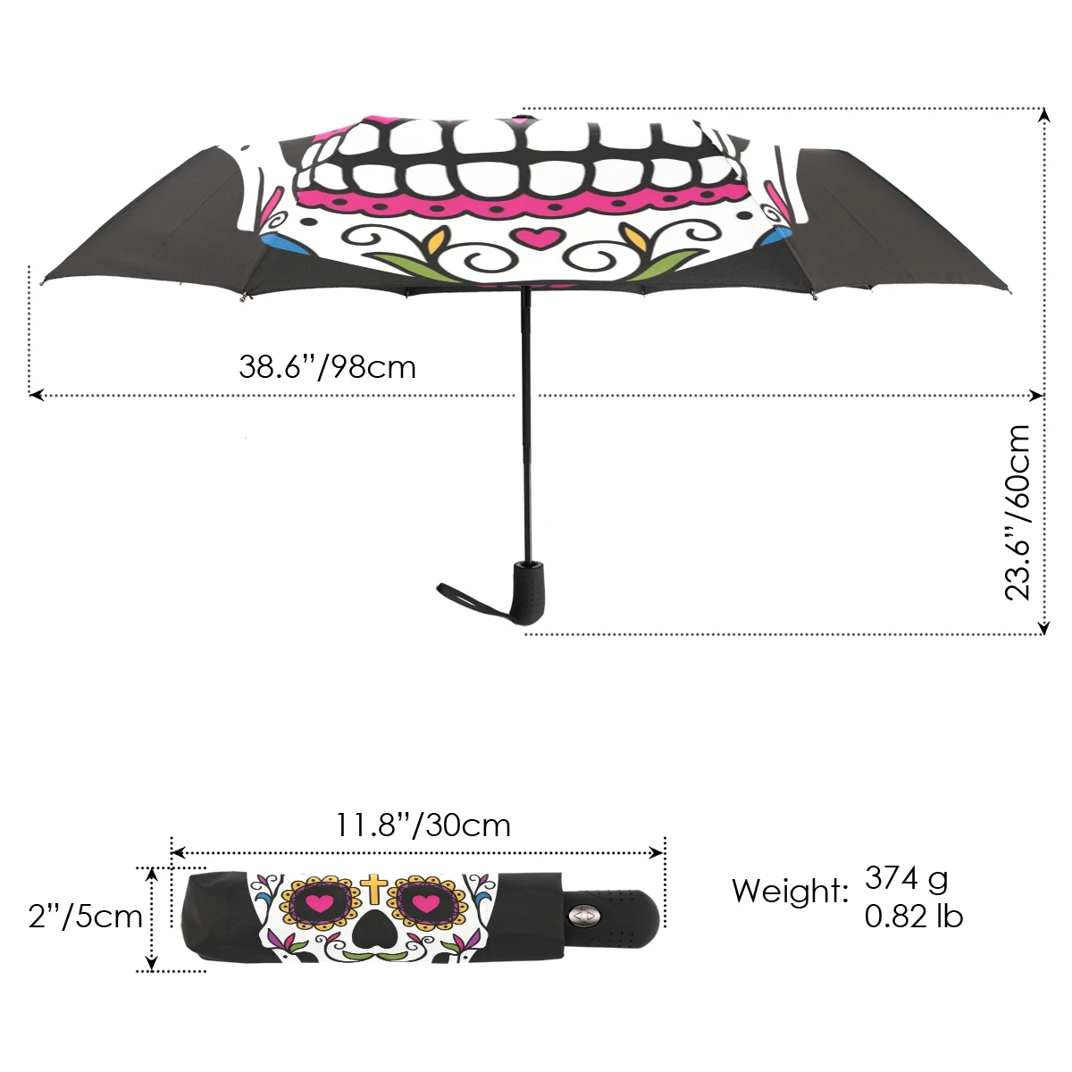 Портативные зонты с принтом черепа, складной зонт для мужчин, автоматический зонт, ветрозащитный женский зонт, Быстросохнущий дождливый зонтик