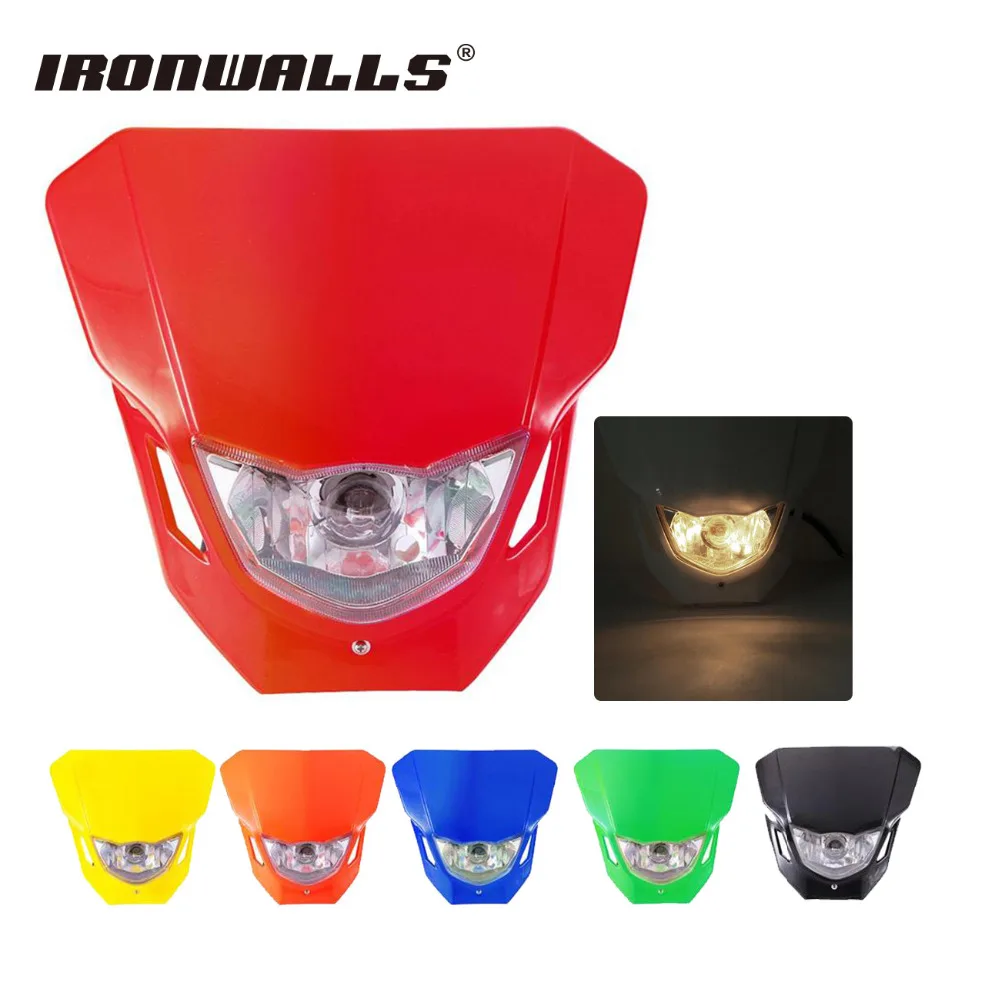Ironwalls Motorcycle Headlight Fairing Headlamp Kit For Honda CRF230F Yamaha R6 Suzuki Kawasaki