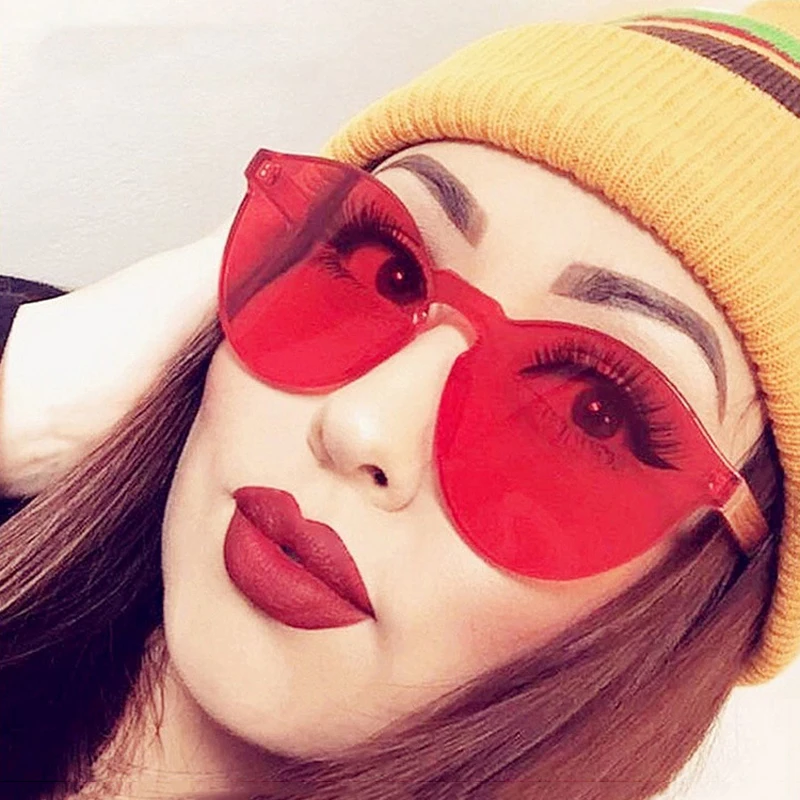 Fashion Frameless Cat Eye Sunglasses Candy Color Gradient Colorful Lens