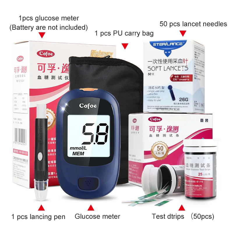 “ Sangue com Tiras Glicosímetro no Sangue Kit no