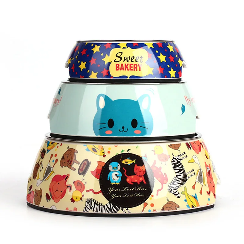 

Fast Shipping Dog Bowl Cartoon Stainless Steel Cat Bowl Non-Slip Bowl Pet Cat Food Miska Dla Psa Honden Voerbak Pet Supplies