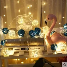 28 шт./компл. светло-голубой-белый ротанга Мячи Рождественские огни Строка мигалкой светодиодный гирлянды для отдыха и вечеринок Свадебные Детская комната украшения