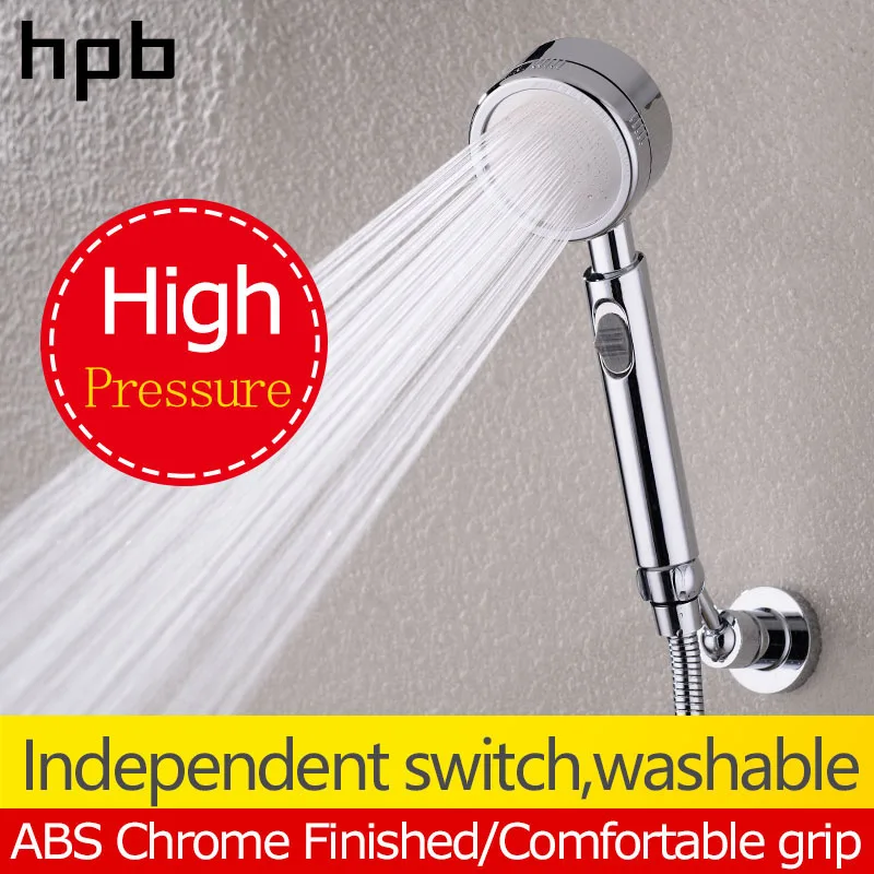 HPB High Pressure HandHeld Shower Head Water Saving ABS Chrome Round Bath Hand Shower Bathroom Accessories banheiro HP7111