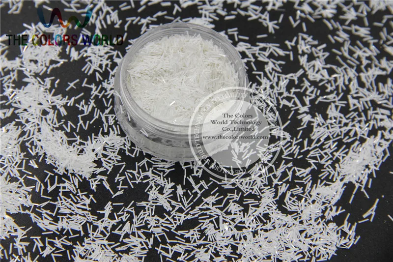 

Strip short bar shape solvent resistant Solid White color Glitter for Nail Art and DIY supplies1pack=50g