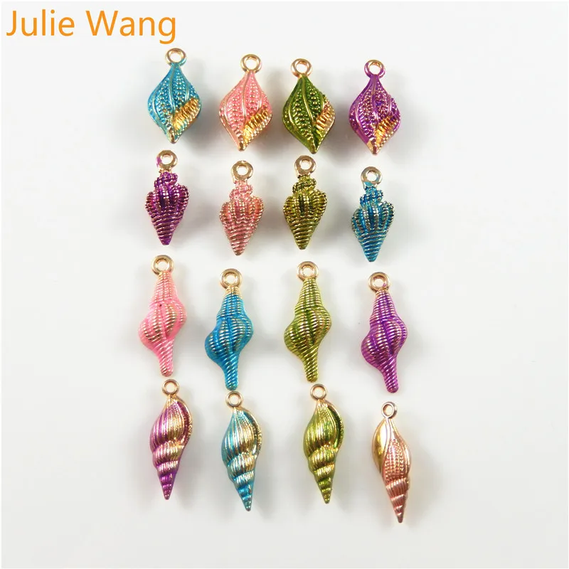 

Julie Wang 16PCS Alloy Gold Base Enamel Colorful Conch Shell Charms Necklace Pendant Bracelet Earrings Jewelry Making Accessory