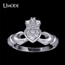 UMODE Рождественский подарок, кладдахское женское кольцо с узором для влюбленных: корона, рука и сердце UR0127