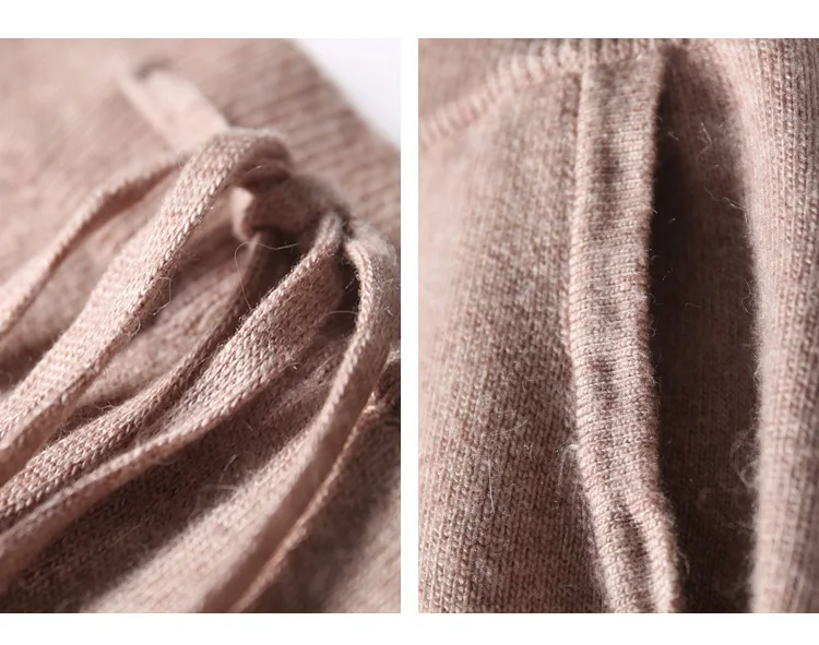 Женский ограниченный шерстяной кашемировый Трикотажный костюм из бамбукового волокна модный свободный свитер с v-образным вырезом брюки комплект из двух предметов