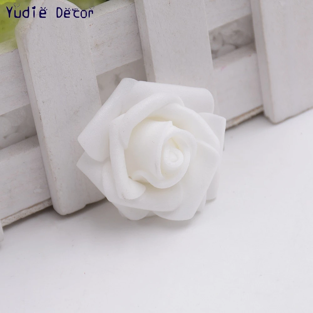 10 шт./лот 3,5 см пены мини-ароматные розы искусственный Fowers для свадьбы Главная Новогоднее украшение Craft ручной DIY принадлежности - Цвет: Белый