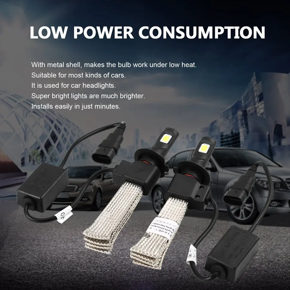 

2pcs Car Lamp LED Auto Headlight Bulb All-in-One Conversion 2Pcs Kit High Power 60W