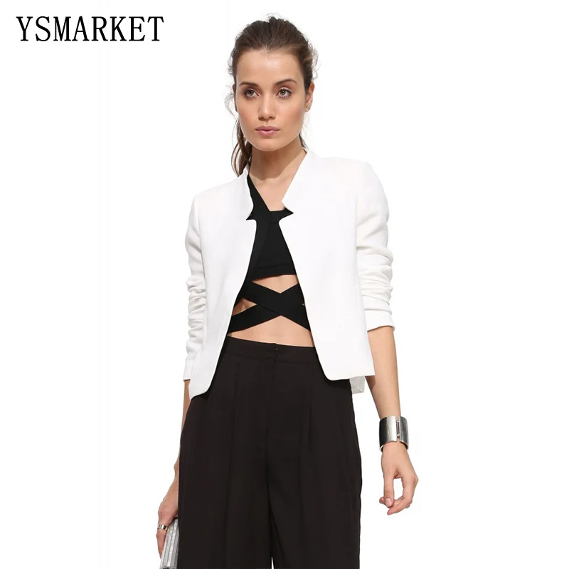 

Women Fashion Elegant Office Work Autumn Spring Coats White Yellow Lapel Single Breasted Women's Jackets and Coats A0189