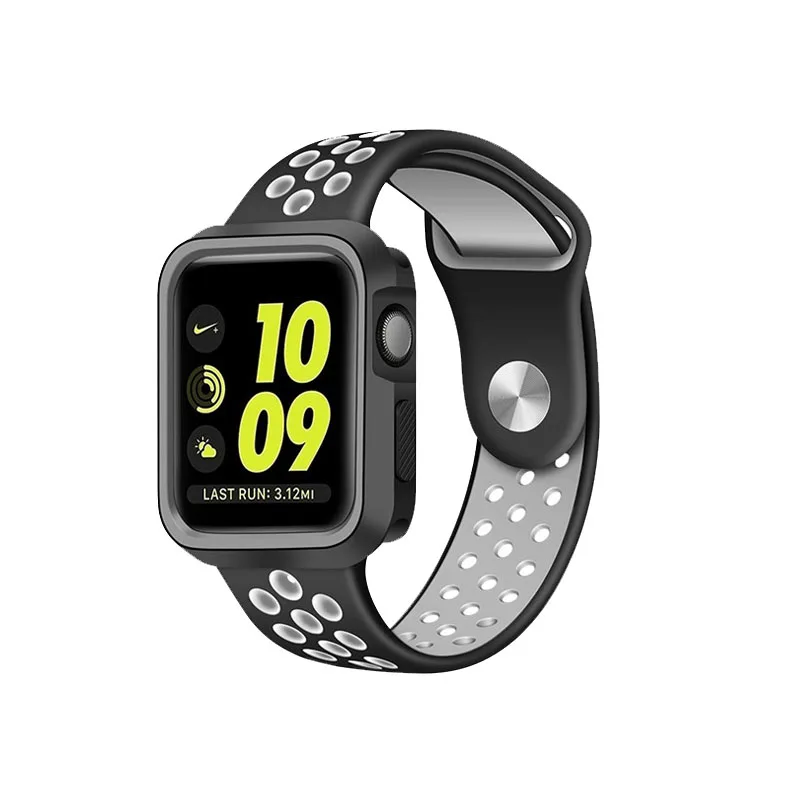 Ремешок для спортивных часов для apple watch band 42 мм 38 мм apple watch 4 3 case iwatch band 42 мм/38 мм 44 мм 40 мм correa pulseira Защитная крышка - Цвет ремешка: No10 Black gray