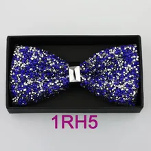 Yibei Coachella галстук Серебро Королевский синий бабочки со стразами смокинг с галстуком-бабочкой с бантом в подарочной коробке Танцевальная вечеринка подарки для Для мужчин