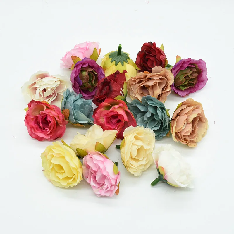 

10pcs Artificial flowers for Christmas Garlands home wedding new year decor bridal accessories clearance silk roses flower wall