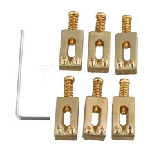 Yibuy 30x10x6mm Латунь золото Цвет Латунь седло гитара мост с ключом для электрогитары упаковка из 6 