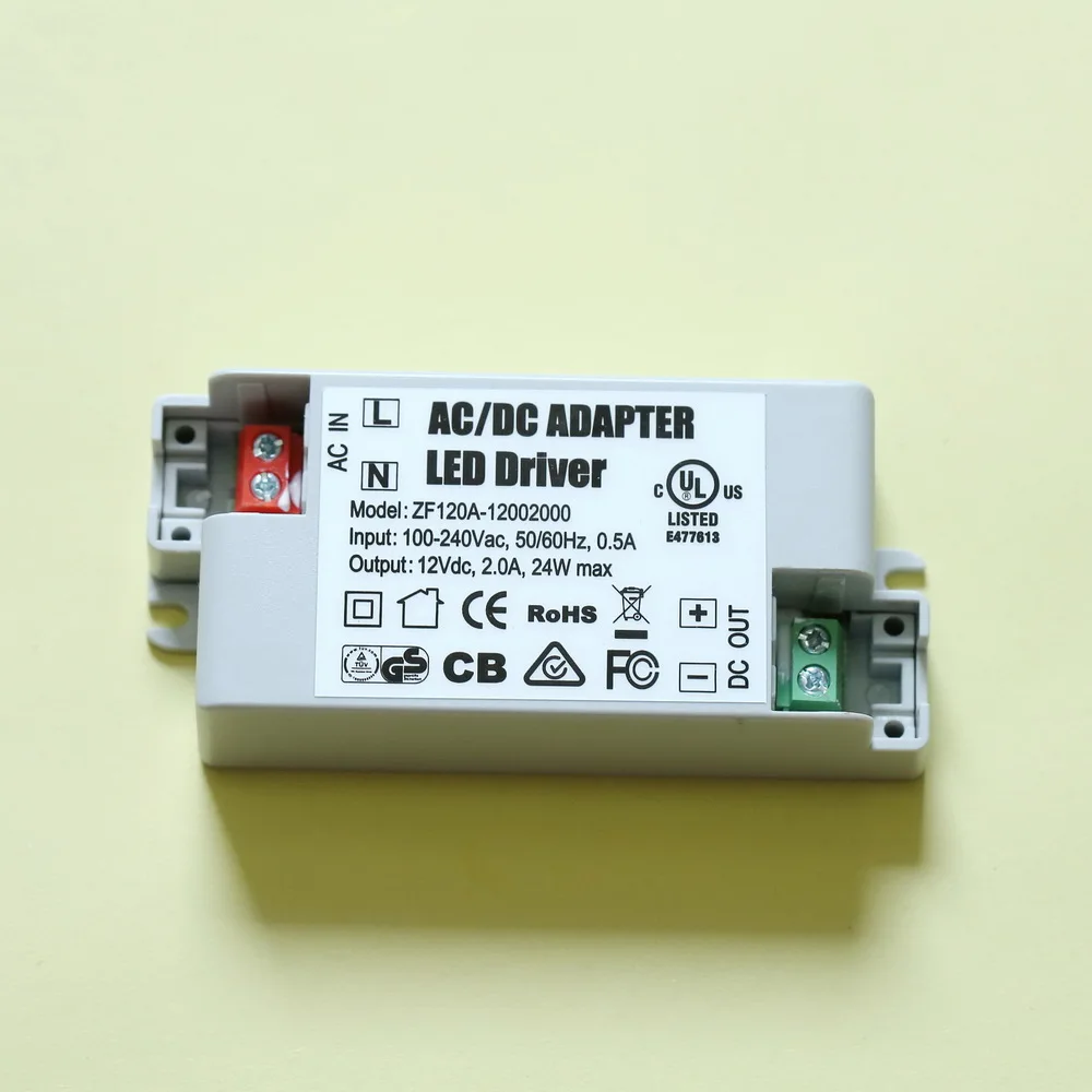 50 шт./лот, Вход AC90-250V, Выход DC12V 0-24 Вт LED Мощность, светодиодный драйвер Мощность, светодиодный источник питания