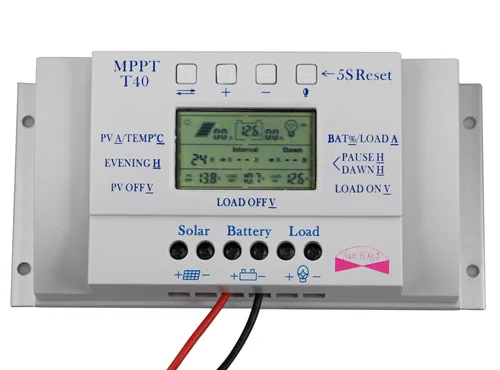 Слежением за максимальной точкой мощности, T40 40A регулятором солнечного заряда Регулятор 12V 24V Авто ЖК-дисплей Дисплей Управление; с нагрузка в сдвоенном колесе таймер Управление для уличный светильник Системы - Цвет: Белый