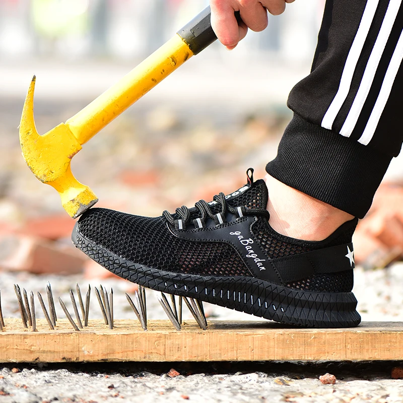 

Big size 35-46 breathable work safety shoes for men summer lightweight anti-smashing safety sandals mesh sneakers MB229