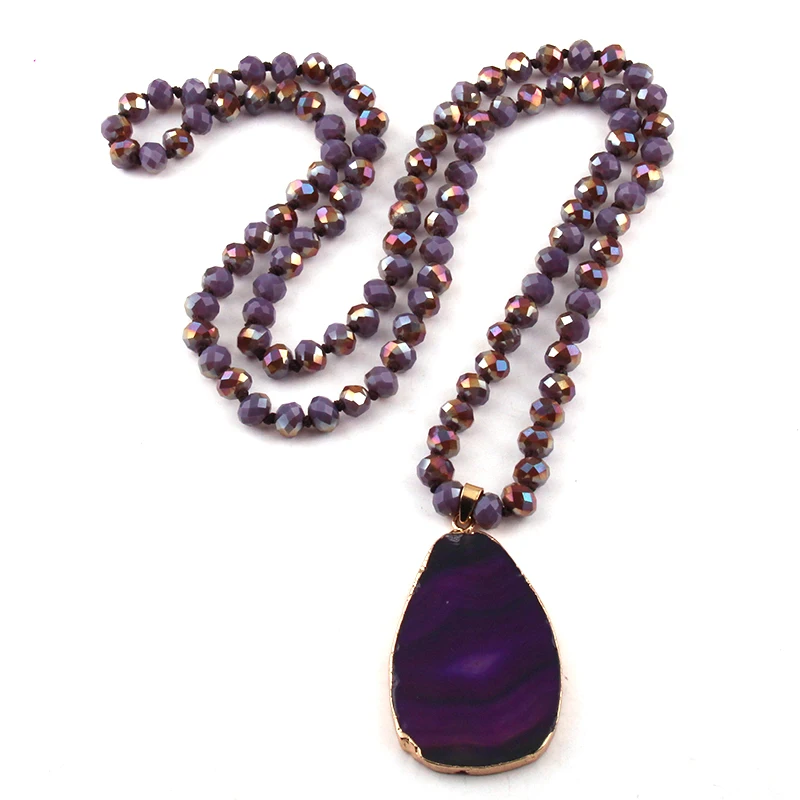 Модные фиолетовый хрусталь узлом камень: Агат Подвески Ожерелья