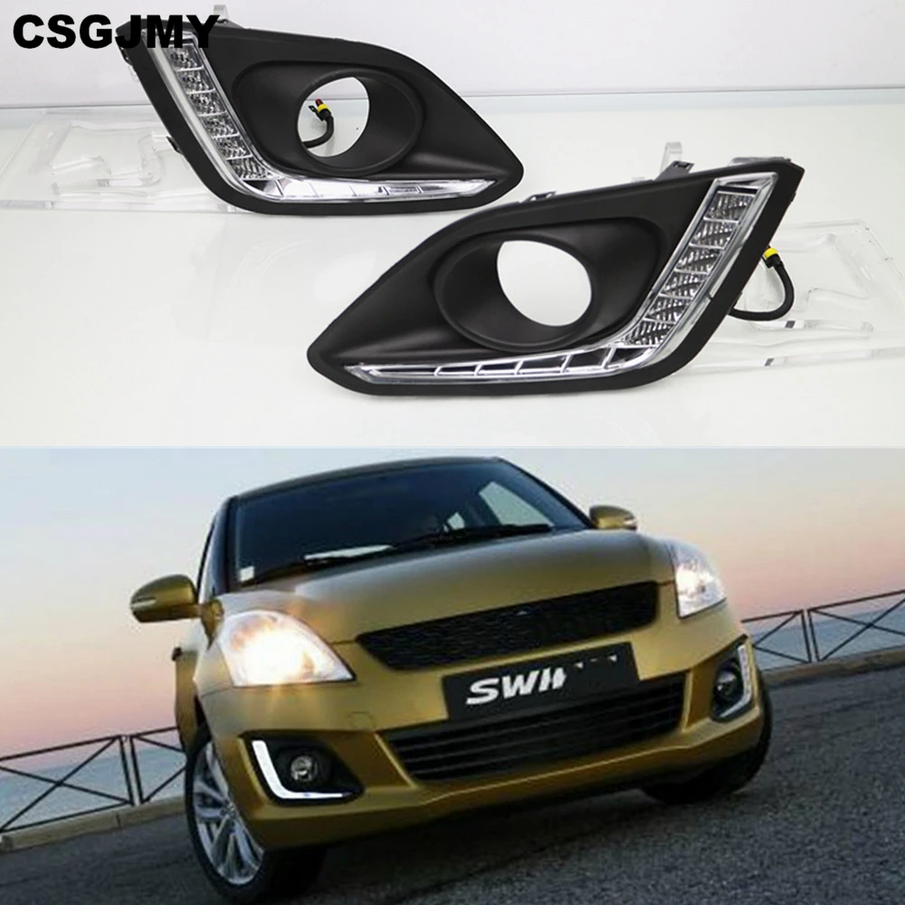 

car flashing 2pcs accessories For Suzuki Swift 2014 - 2016 DRL Driving Daytime Running Light DRL car fog lamp Relay Daylight