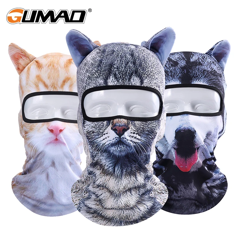 

3D Cat Dog Balaclava Full Face Mask Warm Helmet Liner Ski Running Cycling Snowboard Bike Bicycle Riding Face Shield Hat With Ear