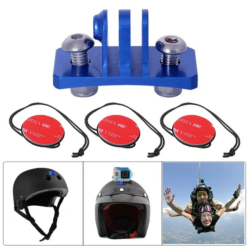 Action Camera Helmet Mount Aluminum Skydiving Helmet Mountfor GoPro Hero/Session/SJCAM/Garmin