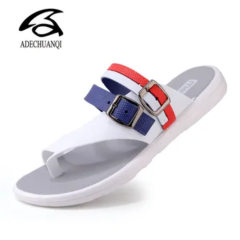 

Men Fashion Flip Flop Buckle PU Leather Beach Summer Slipper Men Sandals Shoes zapatos hombre